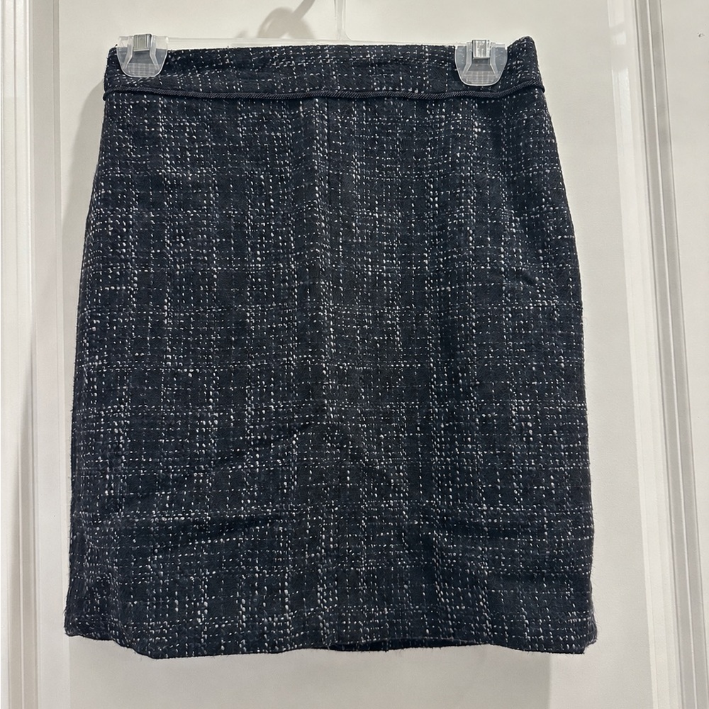 Banana Republic Petite Navy & Ivory Tweed Mini Skirt Size 00P NWT